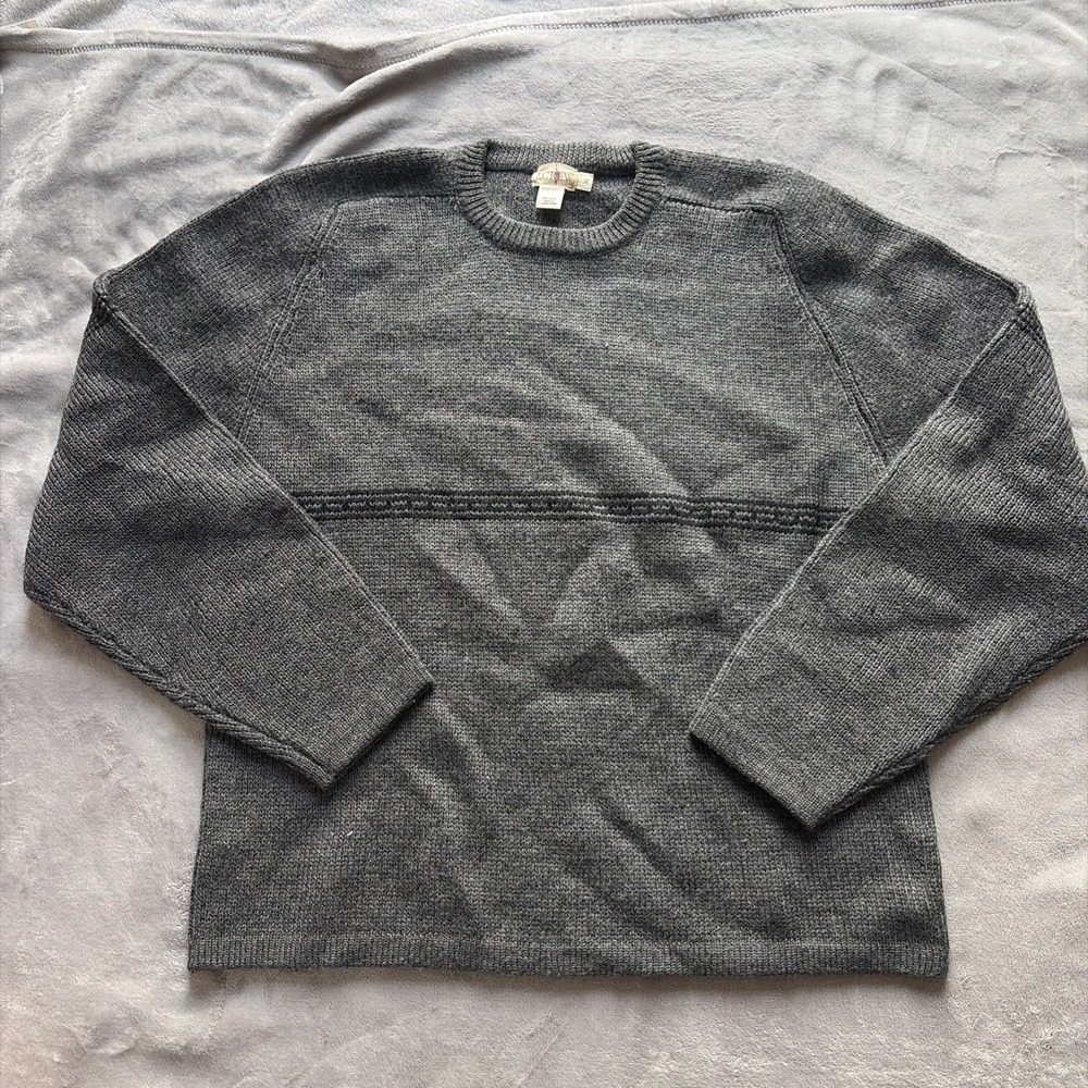 Vintage J. Crew Wool Sweater  Fisherman Gray Men's XL Oarsman Y2K